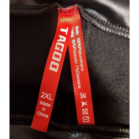 Tagoo Womens Faux Leather Pull On Jeggings Legging Pants Shiny Black 2XL - Picture 3 of 3